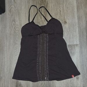 Y2K Brown Women's Camisole with Embroidered Detail